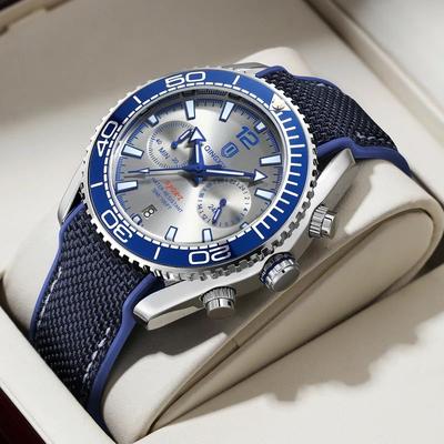 Inspire Select QINGXIYA Luxury Multifunction Chronograph Men's Quartz Watch With Rotatable Bezel white