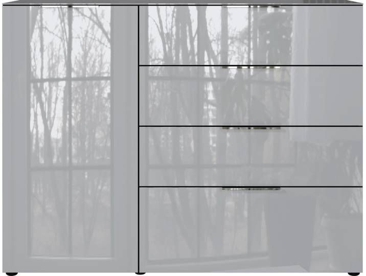 Sideboard OAKLAND 134 x 102 cm Glas Graphit/Silbergrau