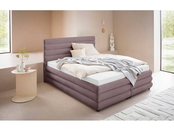Polsterbett, 100% Polyester, Rosé, 172×211 cm, Mit Einbaulattenrost, Klassisch-Modern, LeGer