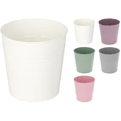 Mojawo 4 Stück Blumentopf Pflanzgefäß Balkontopf Übertopf verzinkt Ø13xH11cm