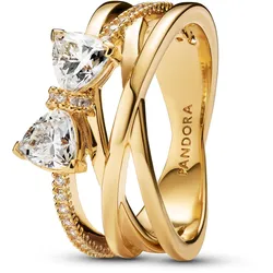 Pandora 163511C01 Damenring Funkelnde Schleife Goldfarben, 54/17,2