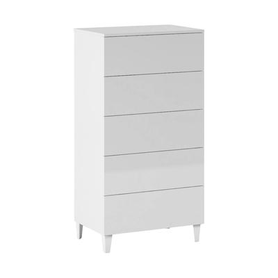 Dmora Kommode mit Schubladen Roseville, Wöchentlich mit 5 Schubladen, Kommode für Schlafzimmer, Moderne wöchentlich, 61x40h117 cm, Weiß