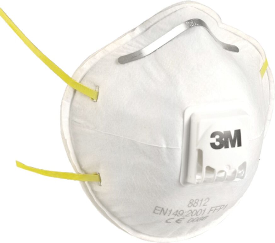 Boîte de 10 masques respiratoires coques jetables FFP1 avec soupape série 8812 blanc 3M 7000006980 Blanc