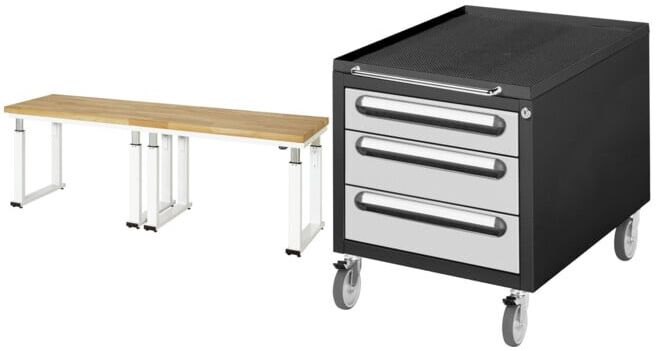 Set STIER Elektrisch Höhenverstellbare Werkbank Premium BxTxH...