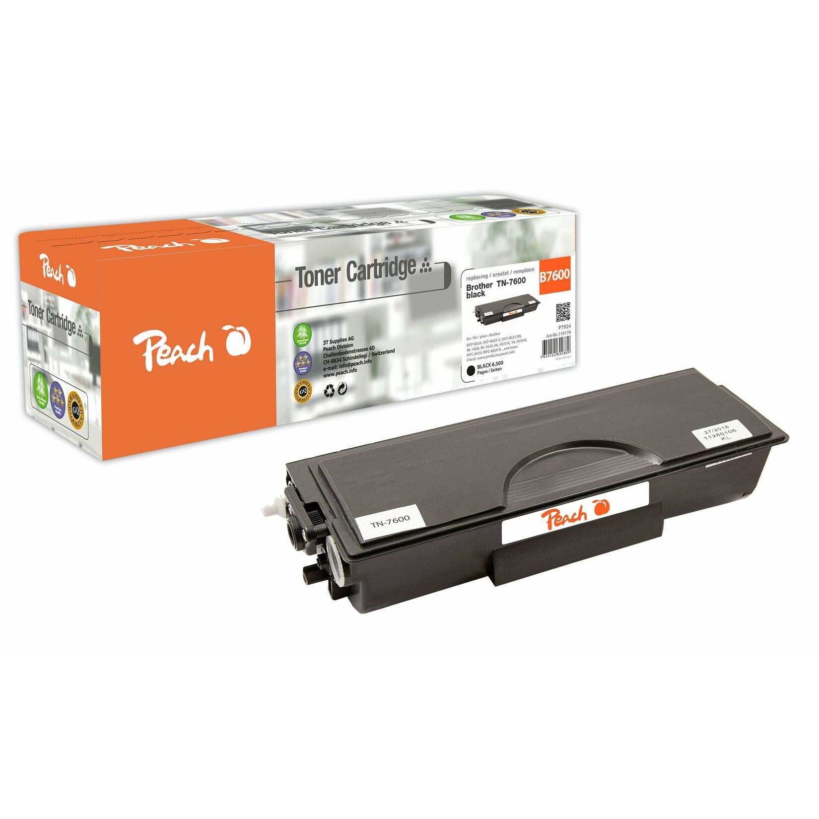 Peach B7600 Toner bk ersetzt Brother TN-7600 für z.B. Brother DCP -8020, Brother DCP -8025 D, Brother DCP -8025 DN, Brother HL -1600 (wiederaufbereitet)