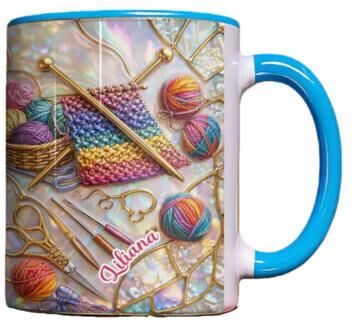 Multisell Products Hub Handcraft Themed Coffee Cup, Knitting Sewing Tools Mug, Office And Home Water Cup, Decorative Item, Perfect Gift a