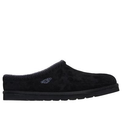 Hausschuh SKECHERS "RENTEN-ULRICH", Herren, Gr. 41, schwarz, Velourslederimitat, Schuhe Hausschuh, Hüttenschuh, Wohlfühlschuh, Slipper zum Schlupfen