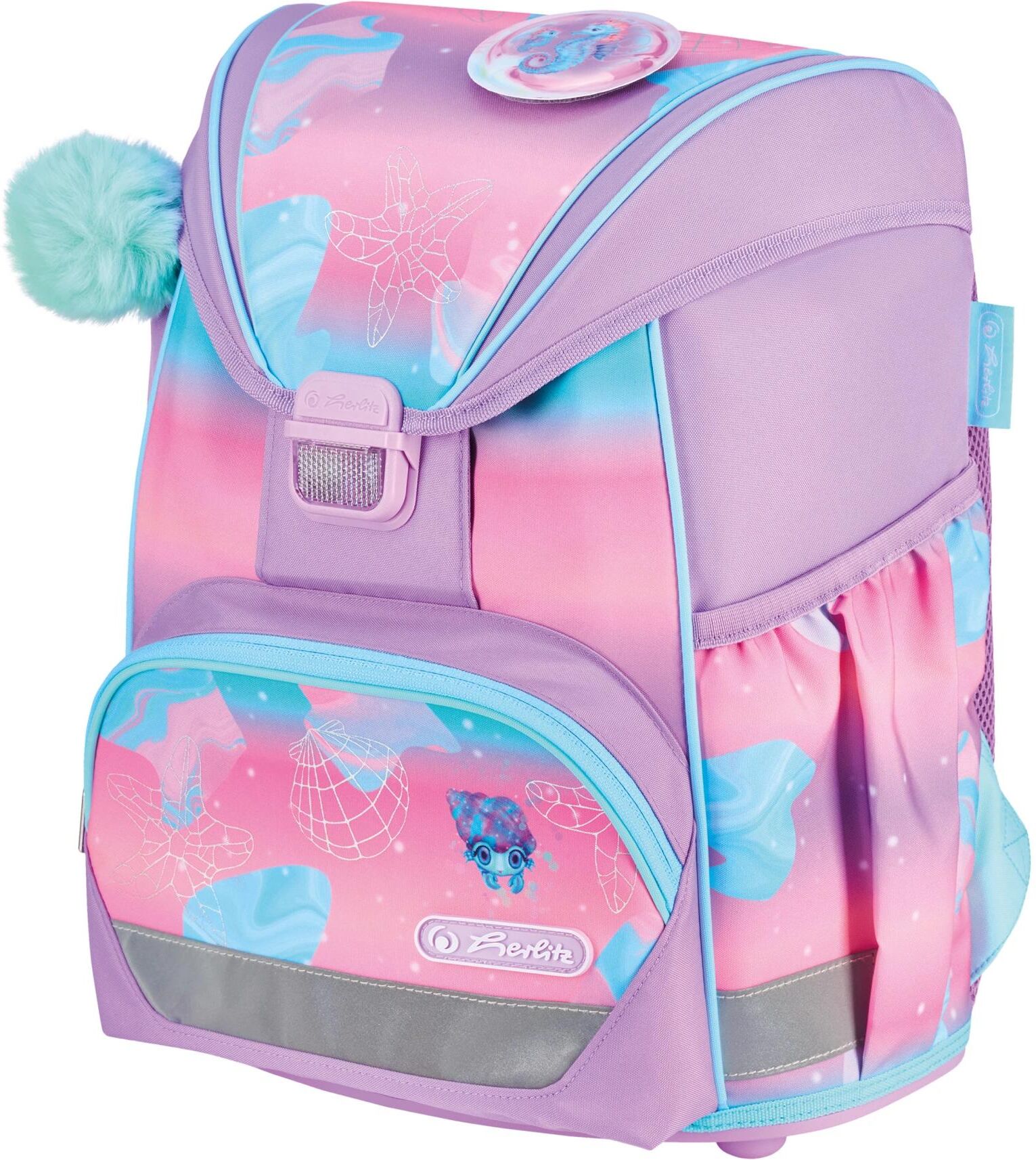 Schulranzen HERLITZ "UltraLight Plus Ocean 16 l", Kinder, Gr. B/H/T: 28cm x 36cm x 21cm, bunt (blau, pink), Polyester, Rucksäcke Schulranzen blau, pink B/H/T: 28cm x 36cm x 21cm