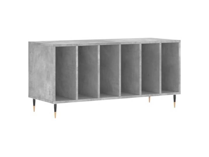 HKQWPBF Plattenschrank Betongrau 100x38x48 cm Holzwerkstoff Schallplatten aufbewahren,LP-Sammlung,Plattenspieler Ablage,industrielle Eisenbeine,feuchtigkeitsbeständig