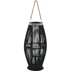 vidaXL Hängender Kerzenleuchter Bambus Schwarz 60 cm