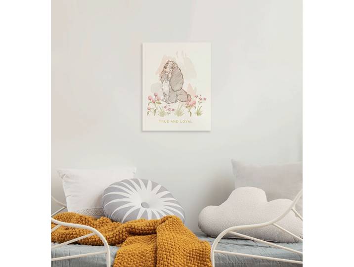 Leinwandbild KOMAR Disney Lady and the Tramp True and Loyal , beige (farbe bild(er): beige,weiß), Disney, 1 Stk., Vlies, Bilder, Leinwandbild, 30 x 40 cm (Breite x Höhe) - Kinderzimmer, Dekoration