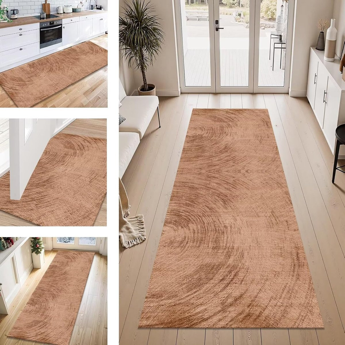 Karpet Runner Vloerkleed voor Keuken of Hal - Bruin Abstract - 40 x 100 cm