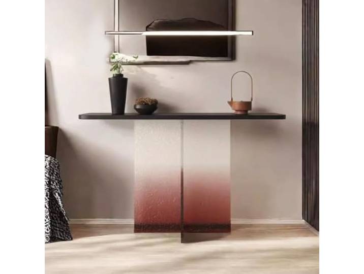 ZSCNYHMT Konsolentisch aus Massivholz mit schwebendem Design und Acrylbasis Einzigartige Acrylstütze & Holzplatte, stilvolle Präsentationsfläche für Wohnräume(C,80cm/31.5in)