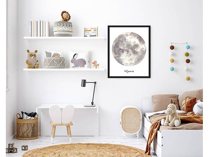 Tableau déco Watercolor Moon 43 x 53cm Multicolore