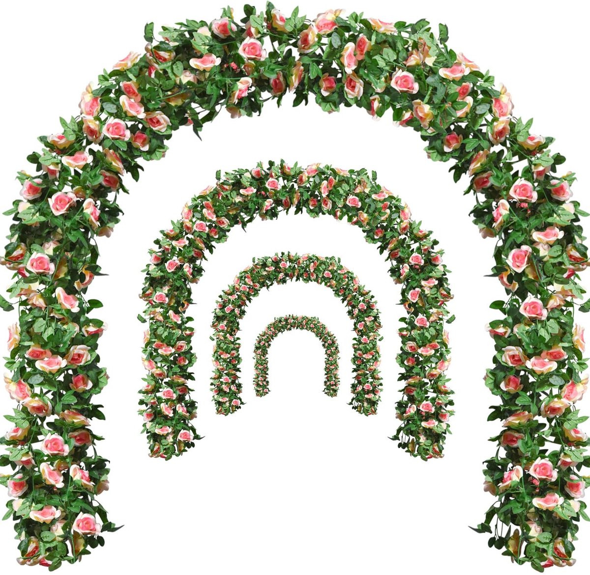 Dailygoods Roze bloem Garland wijnstokken - 4 stuks voor bruiloften en decoratie