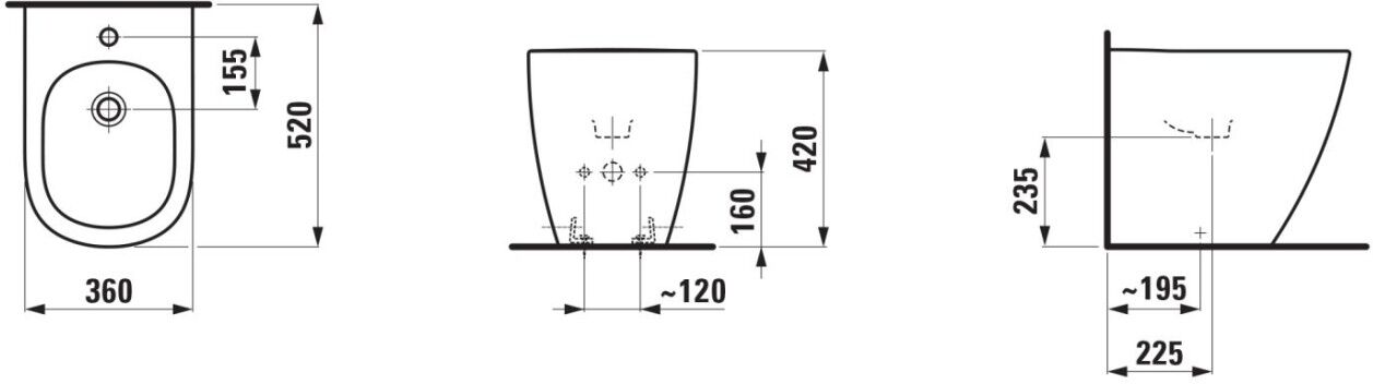 LAUFEN Standbidet LUA 520x360x420 1 Hahnloch H8320810493021