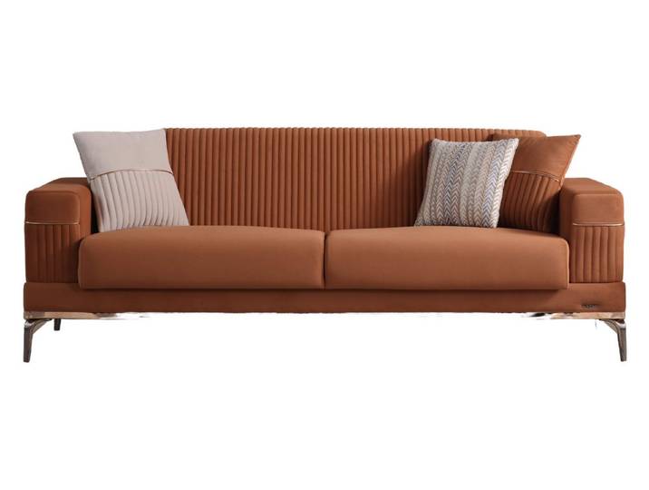 Villa Möbel Sofa Cusco, 2-Sitzer 1 Teile, Terracotta 2-Sitzer Sofa Schlaffunktion durch aufklappbare Sitzfläche