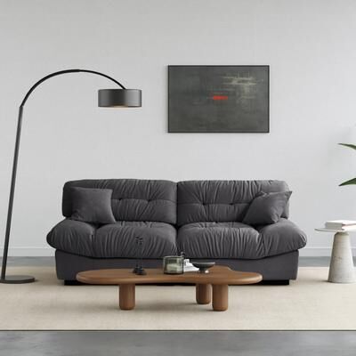 Magic Home 105'' Modern Section Sofa with Arms Velvet Fabric Sofa For Living Room
