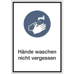 Marahrens Aufkleber / Hinweisschild »Hände waschen nicht vergessen« 13 x 18,5 cm, 10 Stück blau