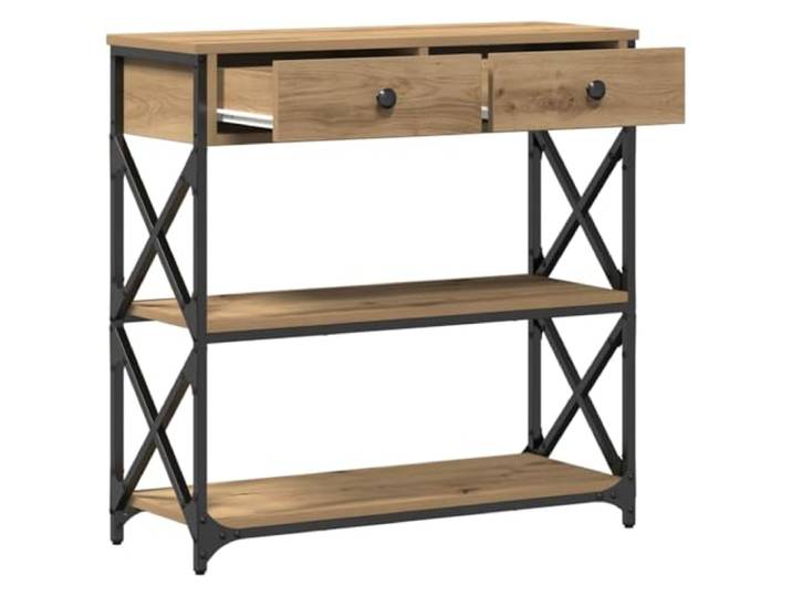 HFUDPOF Konsole Tisch Artisan-Eiche 75 x 28 x 75 cm Holz und Metall, Stauraum, leicht zu reinigen, für Wohnzimmer, Schlafzimmer, Flur, Deko-Ablage