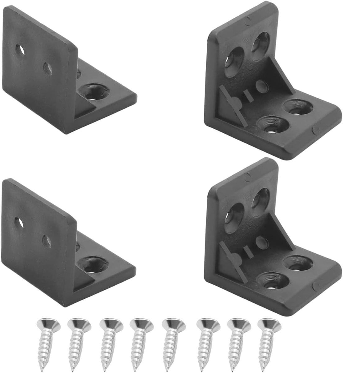 50 stuks Zwarte Plastic Hoekbeugels L-vorm 28mm voor Haakse Bevestiging en Meubelversterking