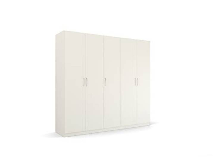 Rauch Möbel Quadra-Spin Pure, Kleiderschrank, Farbe Weiß, Breite 226 cm Schrank im minimalistischen Stil, 5-türig, für Schlafzimmer, Jugendzimmer, Garderobe, Flur