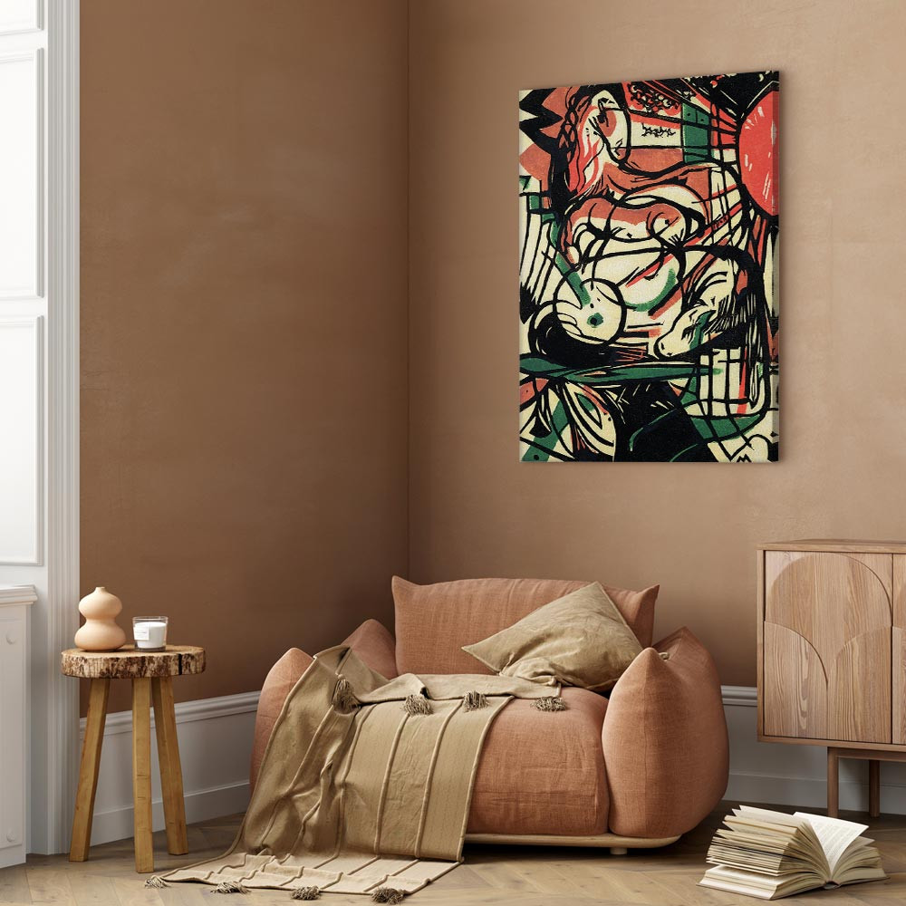 home24 Canvas afbeelding The Birth of the Horse, abstracte schildering in meerdere kleuren, 80 x 120 cm