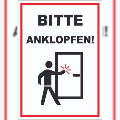 HB-Druck Aufkleber Bitte anklopfen A9 (37x52mm)