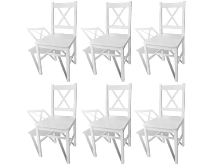 KGHFDVB 6 Esszimmerstuehle Weiss Kiefernholz Massiv Set Ergonomisch, glatte Lackierung, stabil, 110 kg belastbar, schlichtes Design