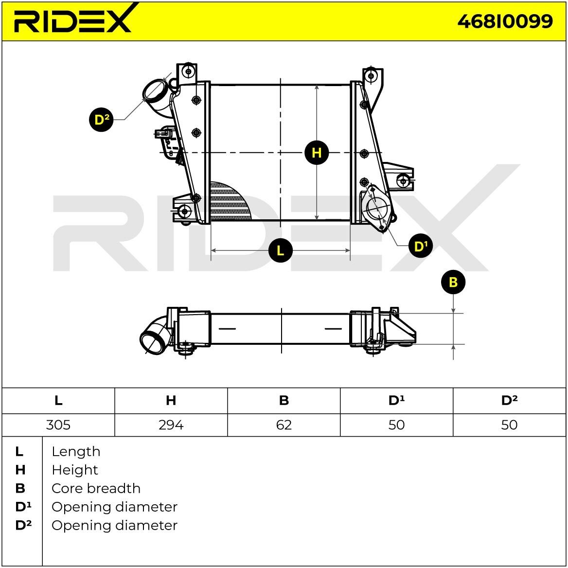 RIDEX 468I0099 Intercooler