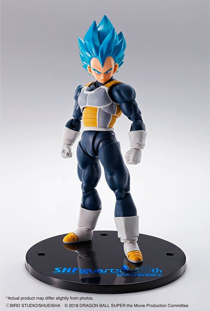 Bandai Tamashii Nations Dragon Ball Super S.H. Figuarts Vegeta Super Saiyan Blue Actiefiguur 15e jubileumeditie, Hoogte: 14 cm