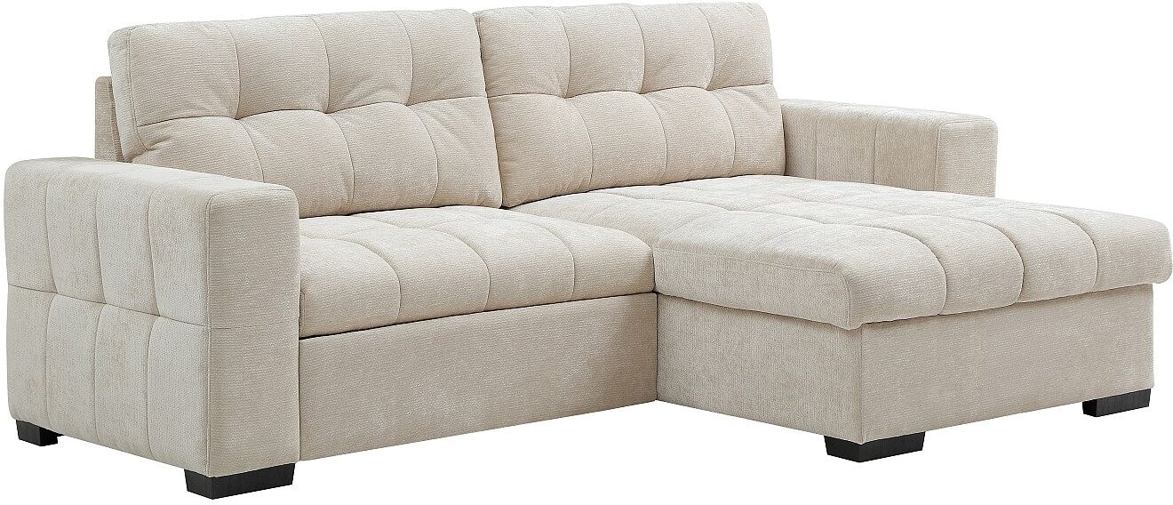 Vente-unique Eck-Schlafsofa, klappbar und wendbar, Textil strukturiert, beige, BRISAMA