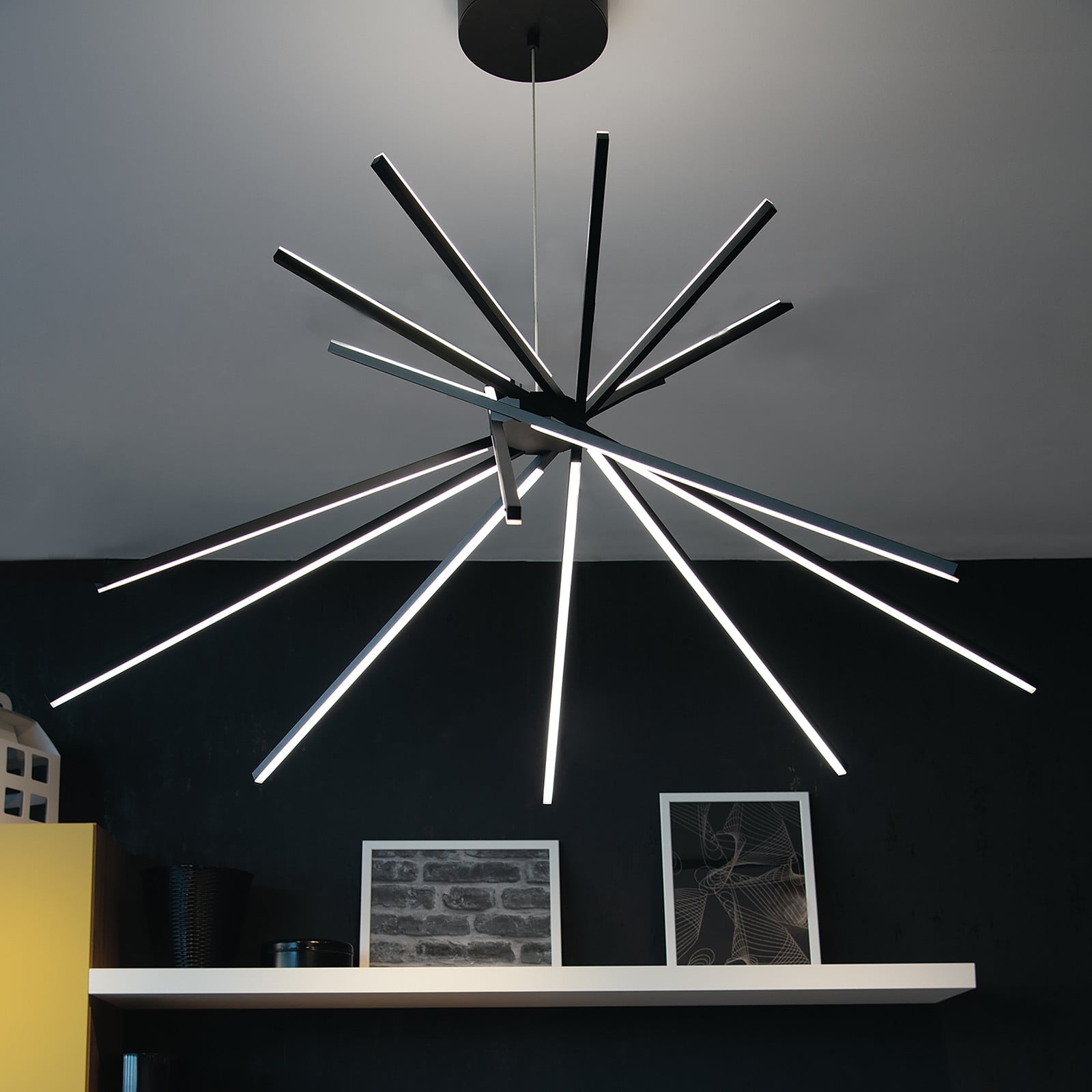home24 LED-hanglamp Shanghai type B, zwart, H 113 x B 52 x D 113 cm