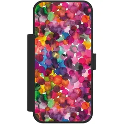 Nivocase Klapphülle für Apple iPhone 17 Pro Max Handyhülle aus Kunst Leder NIVOflip schwarz Punkte (Apple iPhone 17 Pro Max), Smartphone Hülle, Schwarz