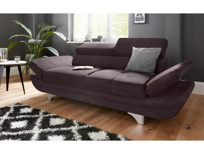 2-Sitzer COTTA Enterprise , braun (mud), B:218cm H:75cm T:104cm, Struktur (100% Polyester );Chenille (90% Polyester; 10% Polyamid ), Sofas, 2-Sitzer, Big-Sofa, mit Armteilverstellung & Kopfteilverstellung