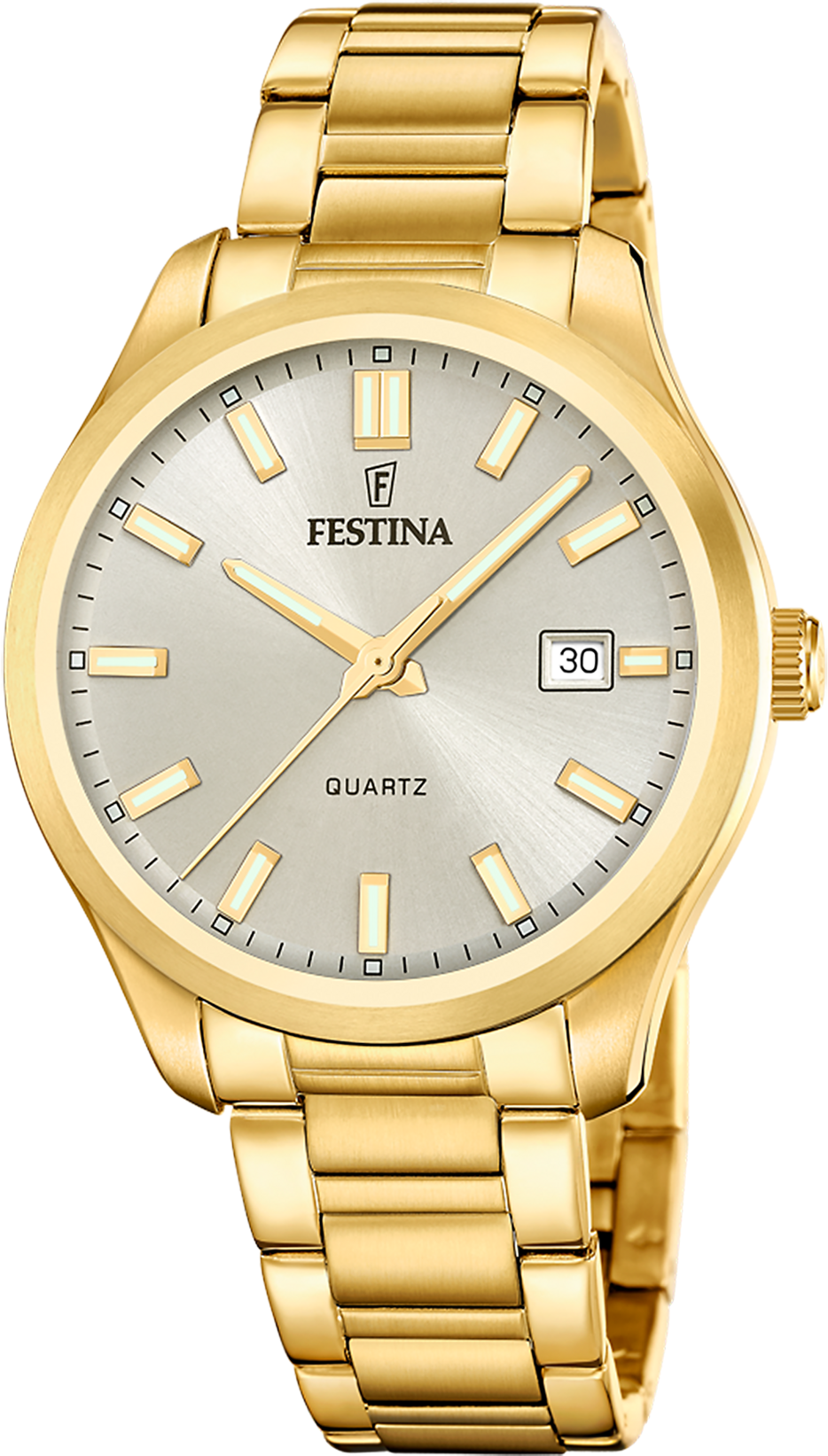 Quarzuhr FESTINA "Classic Steel", gold (goldfarben, creme, champagnerfarben), Armbanduhren, Herren, goldfarben, Quarzuhr, Armbanduhr, Herrenuhr, Edelstahlarmband, analog, Tag