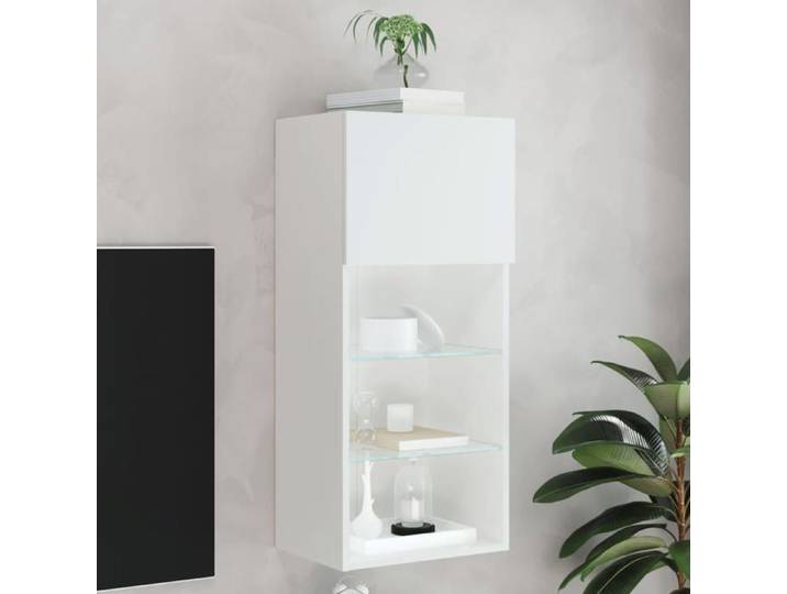 BEAU Meuble TV Buffet télévision armoire HiFi - avec lumières LED - blanc 40 5x30x90 cm mode991996