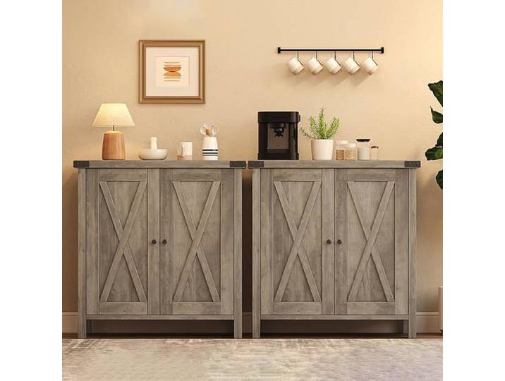 Buffet rustique - GARVEE - Finition bois chaleureuse - Dimensions 76x40x80 cm - Supporte jusqu'à 90 kg
