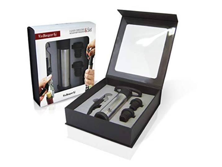 Vin Bouquet FI 006 wijnset kurkentrekker 2-traps en vacuümpomp accessoires flessenopener conservering vacuümstop cadeau
