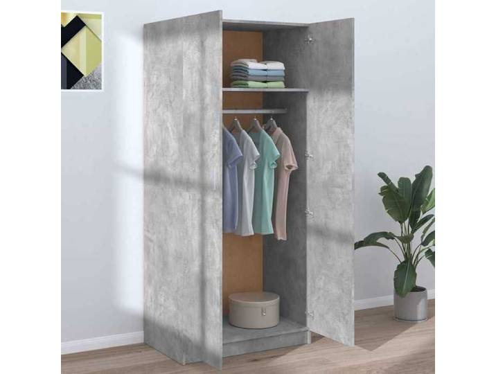 Soldes d'automne Meuble vêtements Gris - Garde-robe - Grand espace - Armoire penderie - gris béton - 80x52x180cm - Bois d'ingénieri