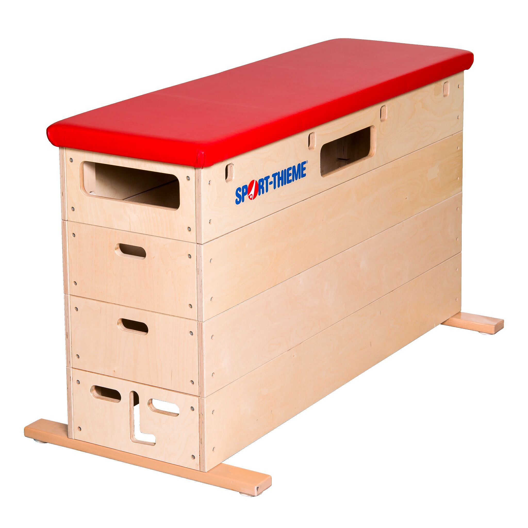 Sport-Thieme Sprungkasten "Multiplex", 4-teilig, Ohne Schwenkrolleneinrichtung, Kunstlederbezug, Rot