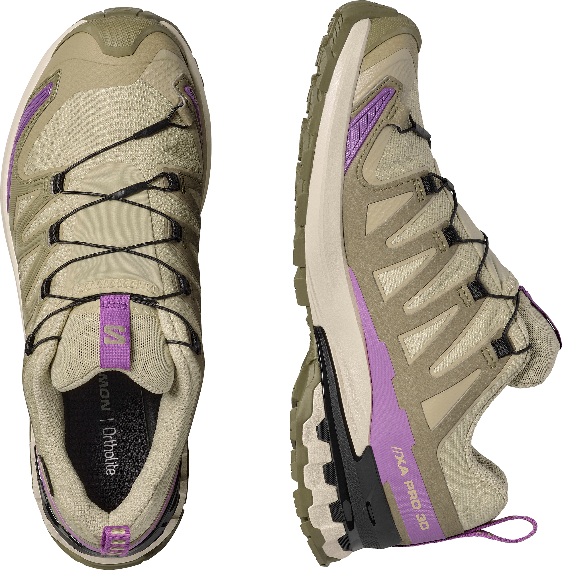 Trailrunningschuh SALOMON "XA PRO 3D V9 GORE-TEX W", Damen, Gr. 39, beige (bog, aloe, concord grape), Synthetik, Textil, Schuhe Trailrunningschuh, wasserdicht bog, aloe, concord grape 39