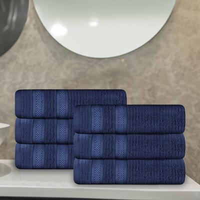 Superior Brea Zero Twist Cotton Ribbed Modern Hand Towel Set of 6