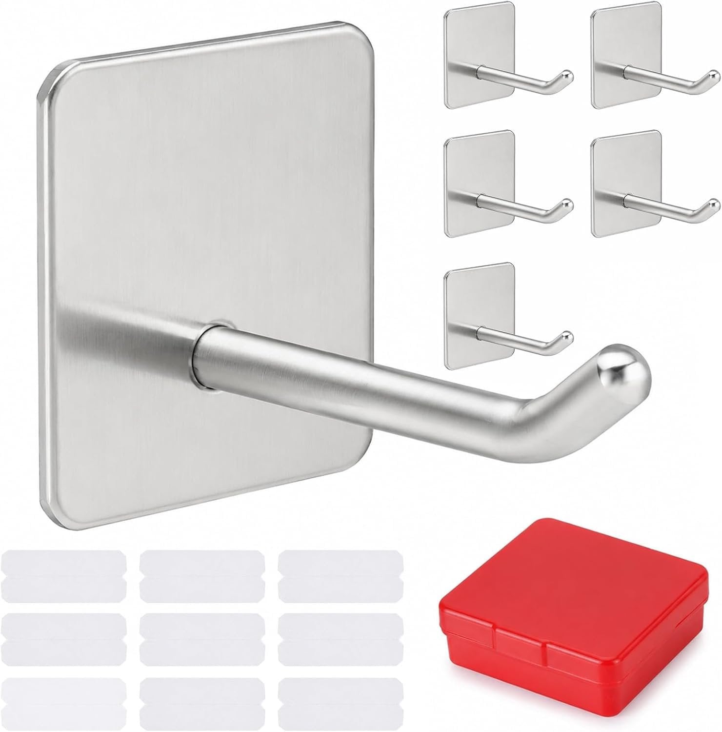 Set van 6 extra sterke zelfklevende wandhaken van roestvrij staal