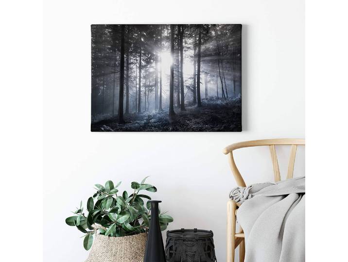 Leinwandbild Sun Rays Polyester PVC / Fichtenholz Blau 70 x 50cm