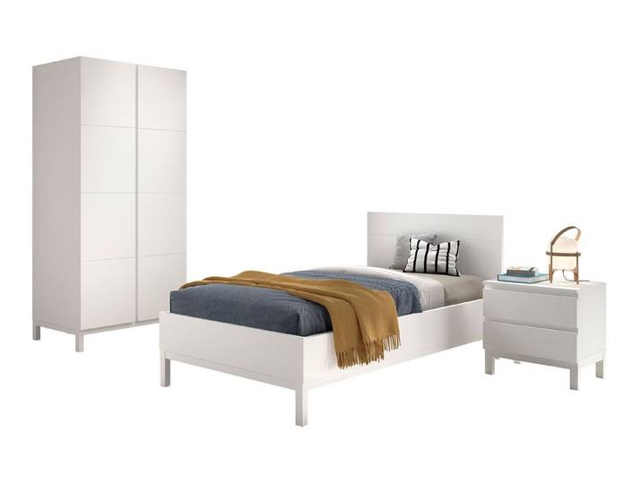 58 aufm Kessel Kinderbett Einzelbett Keely 90x200 weiß MDF Kiefer massiv Nachtkonsole & Schrank (inkl. Versand, Lieferung bis Verwendungsstelle), Komplettes Möbelset für Schlafkomfort und Stauraum