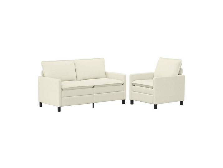 vidaXL Sofa Sofa Set 2 stk. Creme Stoff, 2 Teile, Sofa Set 2 stk. Creme Stoff