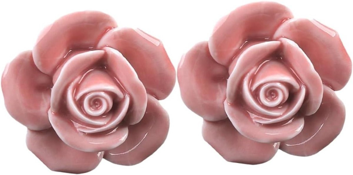 Keramische Ladeknoppen Rozen - 2 Stuks - Roze