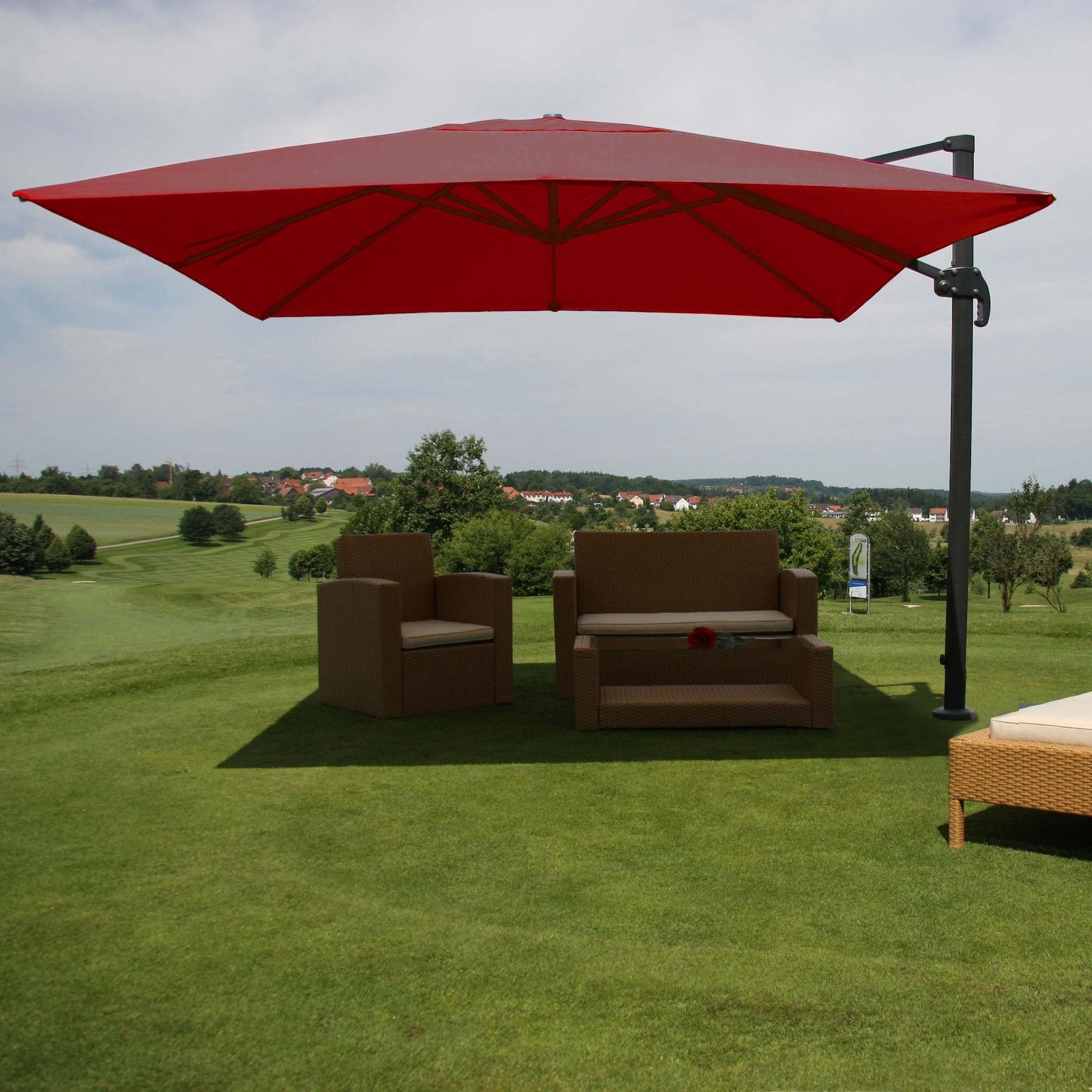 Ampelschirm MCW-A96, Gastronomie Sonnenschirm, 3x3m (Ø4,24m) Polyester/Alu 23kg ~ bordeaux ohne Ständer