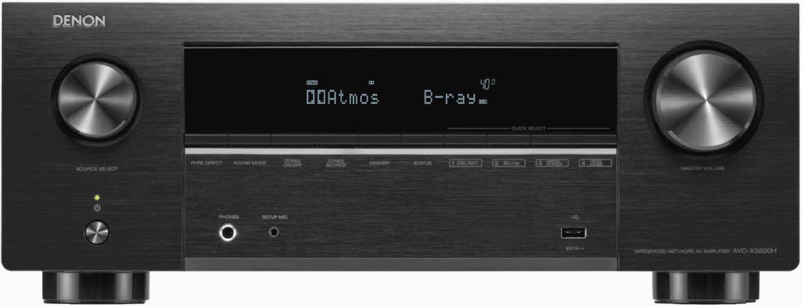 Denon AVC-X3800HBK E2 AV-receiver met 11.1.4 kanalen en 105 W per kanaal voor stereo en surround geluid